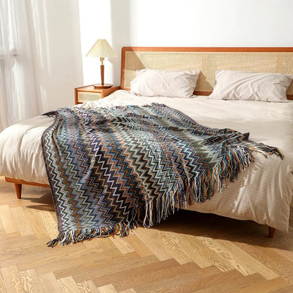 Bohemian Stripe Tassel Throw Blanket