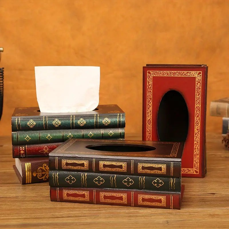 Vintage European Books Tissue Box