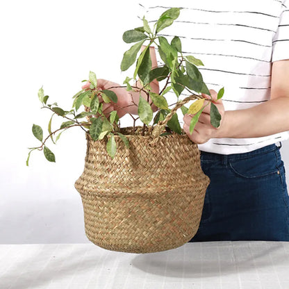 Nature's Nest Hand-Woven Wicker Flowerpot Holder