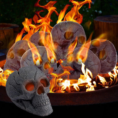 Flaming Fire Pit Skulls 6-Pack