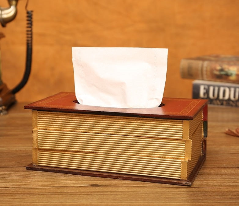 Vintage European Books Tissue Box