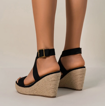 Chic Black Espadrille Wedges