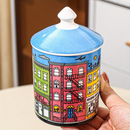 Cityscape Ceramic Canister