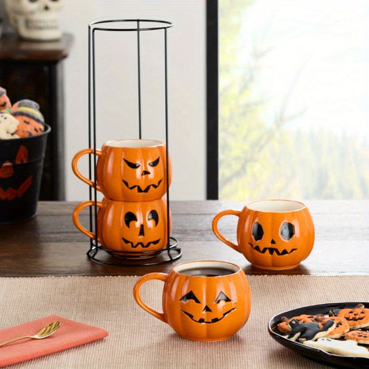 Jack-O’-Lantern Mug Set & Stackable Rack