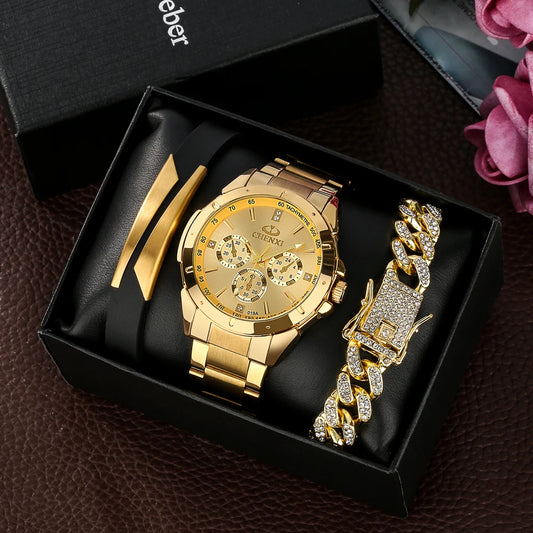 Keller & Weber Premium Men's Gold Watch Set