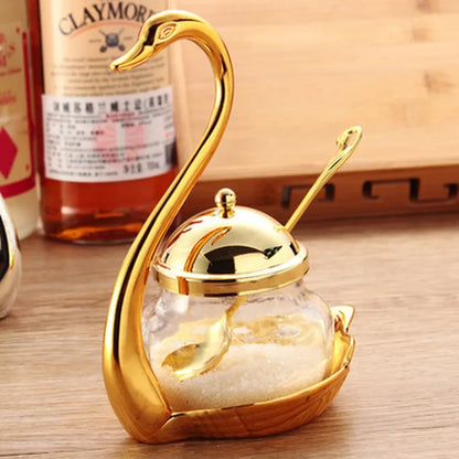 Elegant Swan Spice Jar Set