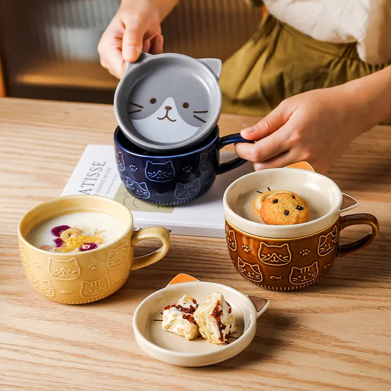 Meow Mug with Matching Dish Lid