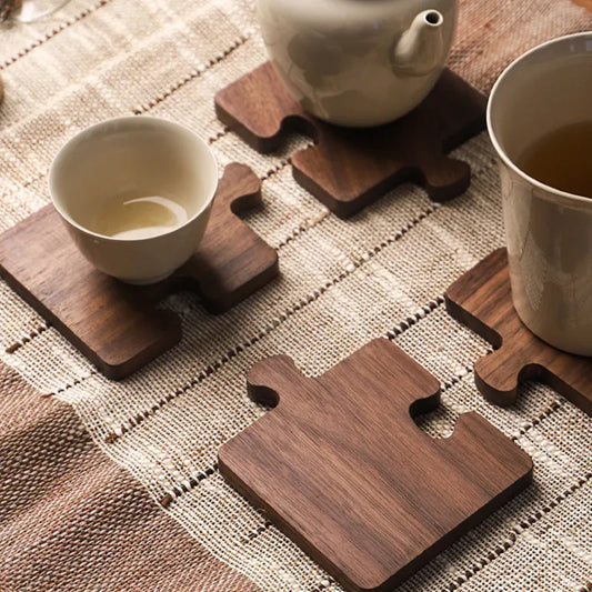 Elegantè Wooden Puzzle Coffee Coaster Set
