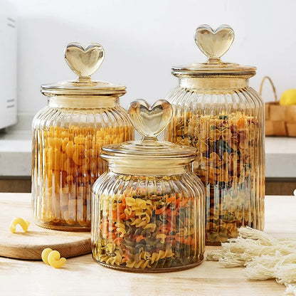 Heart-Topped Glass Storage Jars