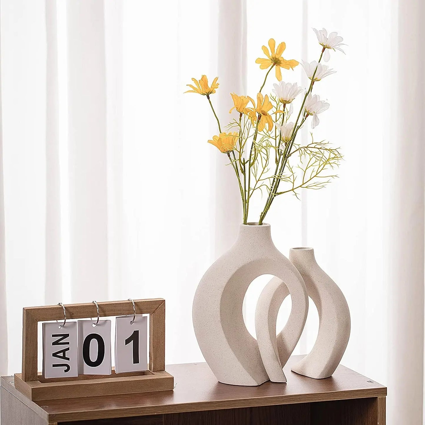 Contemporary Twin Ceramic Vase Set