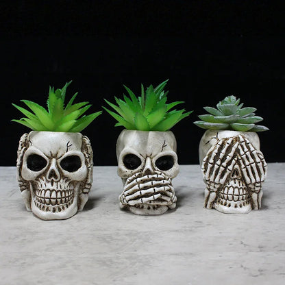 See No Evil Trio Skull Planters