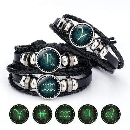 Stellar Zodiac Braided Charm Bracelet