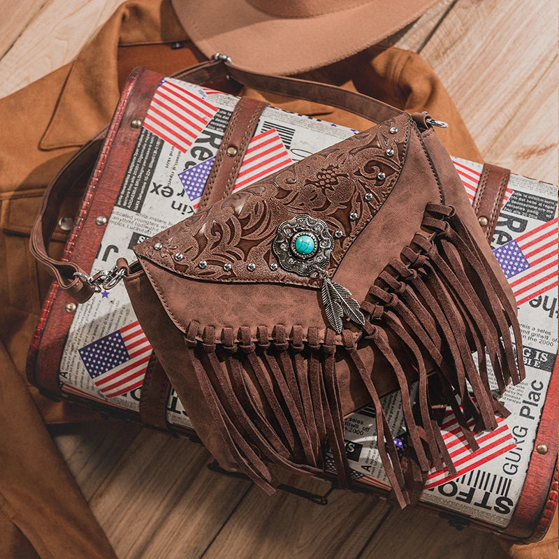 Navaho Dream Leather Fringe Bag