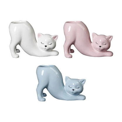 Floral Feline Cat Tail Planter