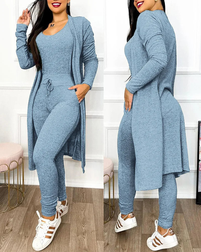 Daily Chic Slim-Fit Jogger & Coat Set