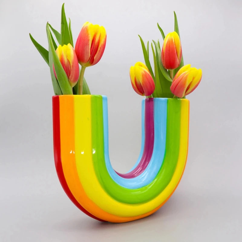 Rainbow Splendor Floral Vase