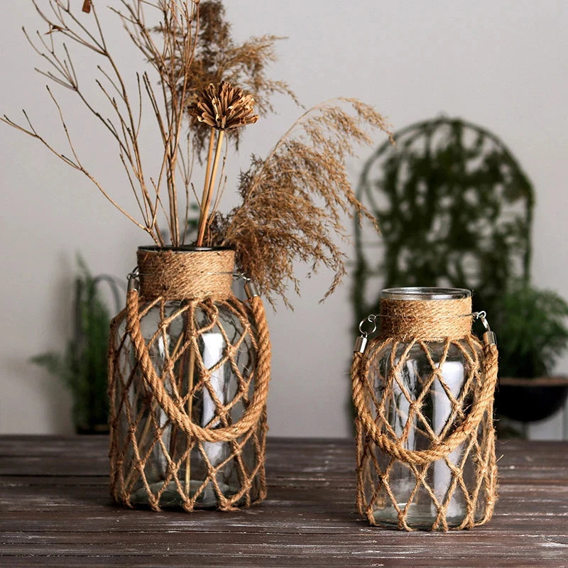 Rustic Hemp Rope Jar