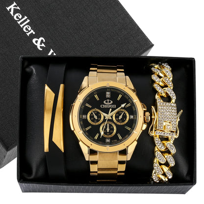 Keller & Weber Premium Men's Gold Watch Set