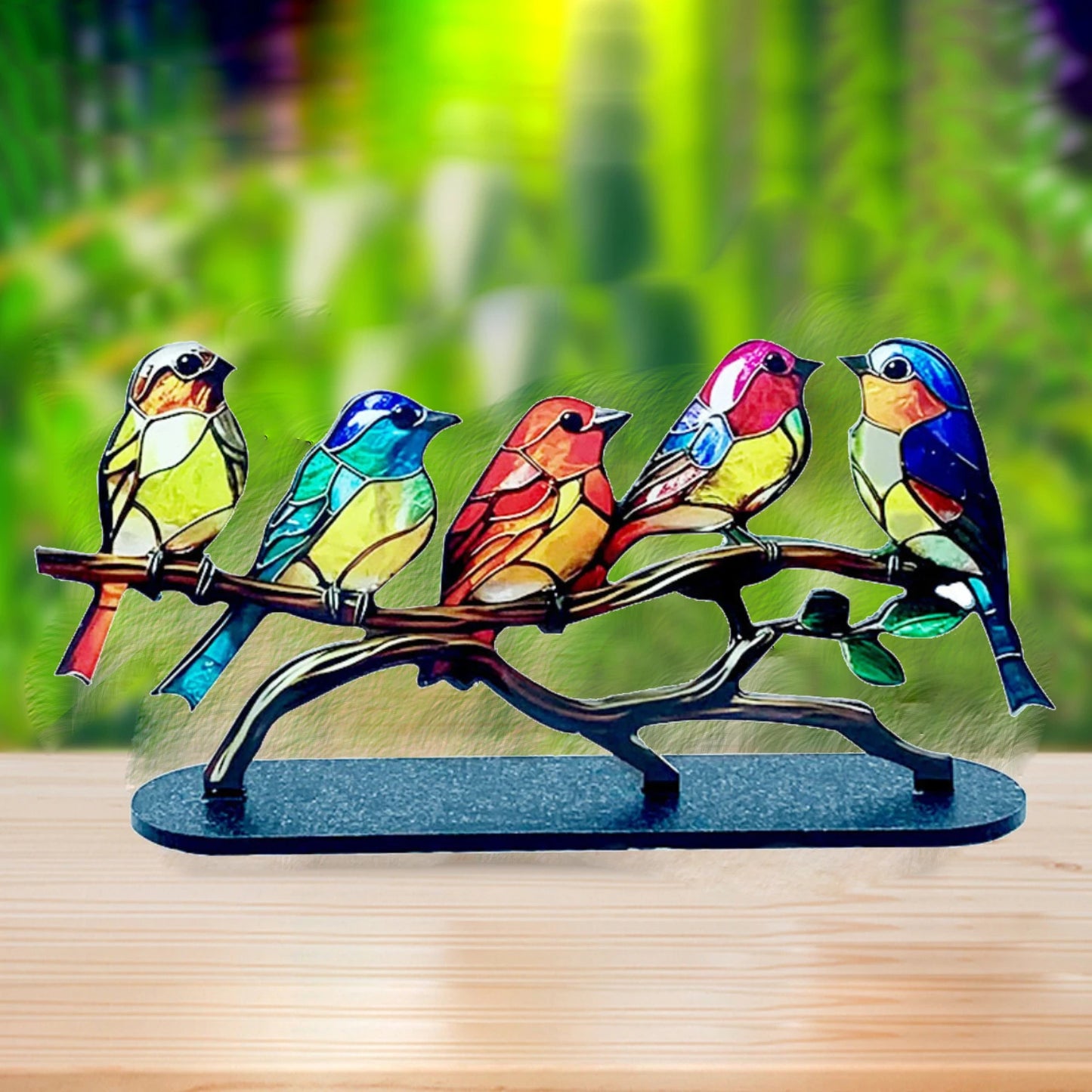 Stained Acrylic Birds Set