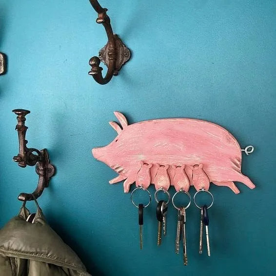 Wooden Pig Nursery Key Rack