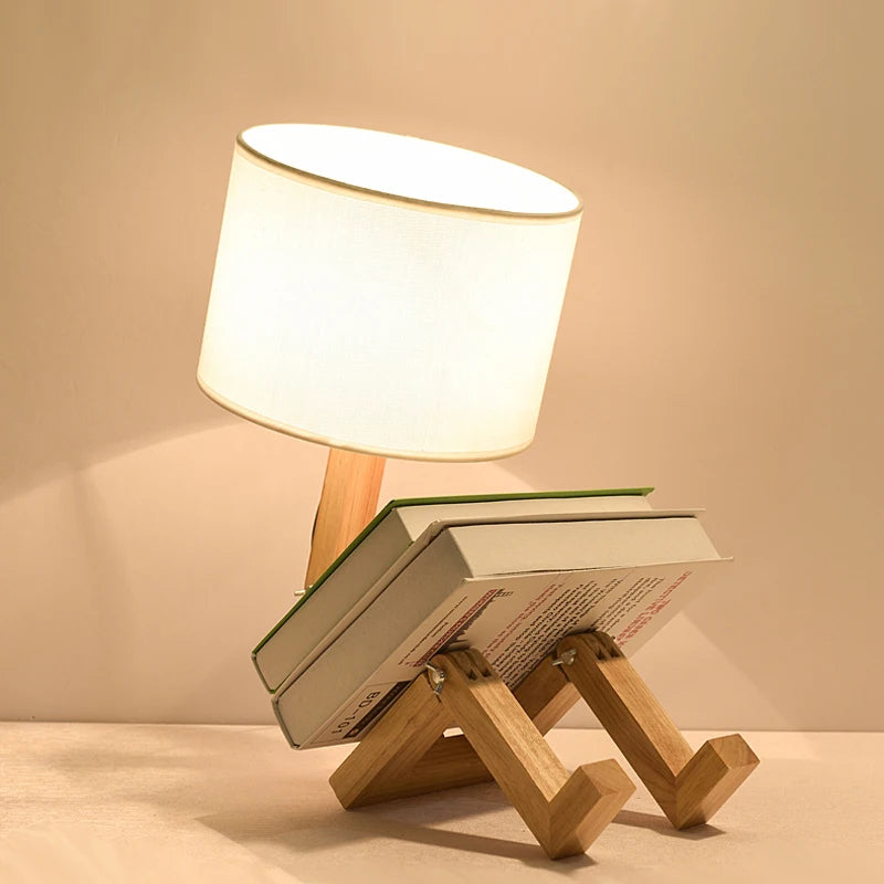 Human Expressions Adjustable Wooden Table Lamp