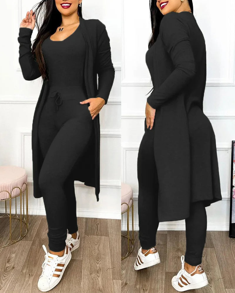 Daily Chic Slim-Fit Jogger & Coat Set