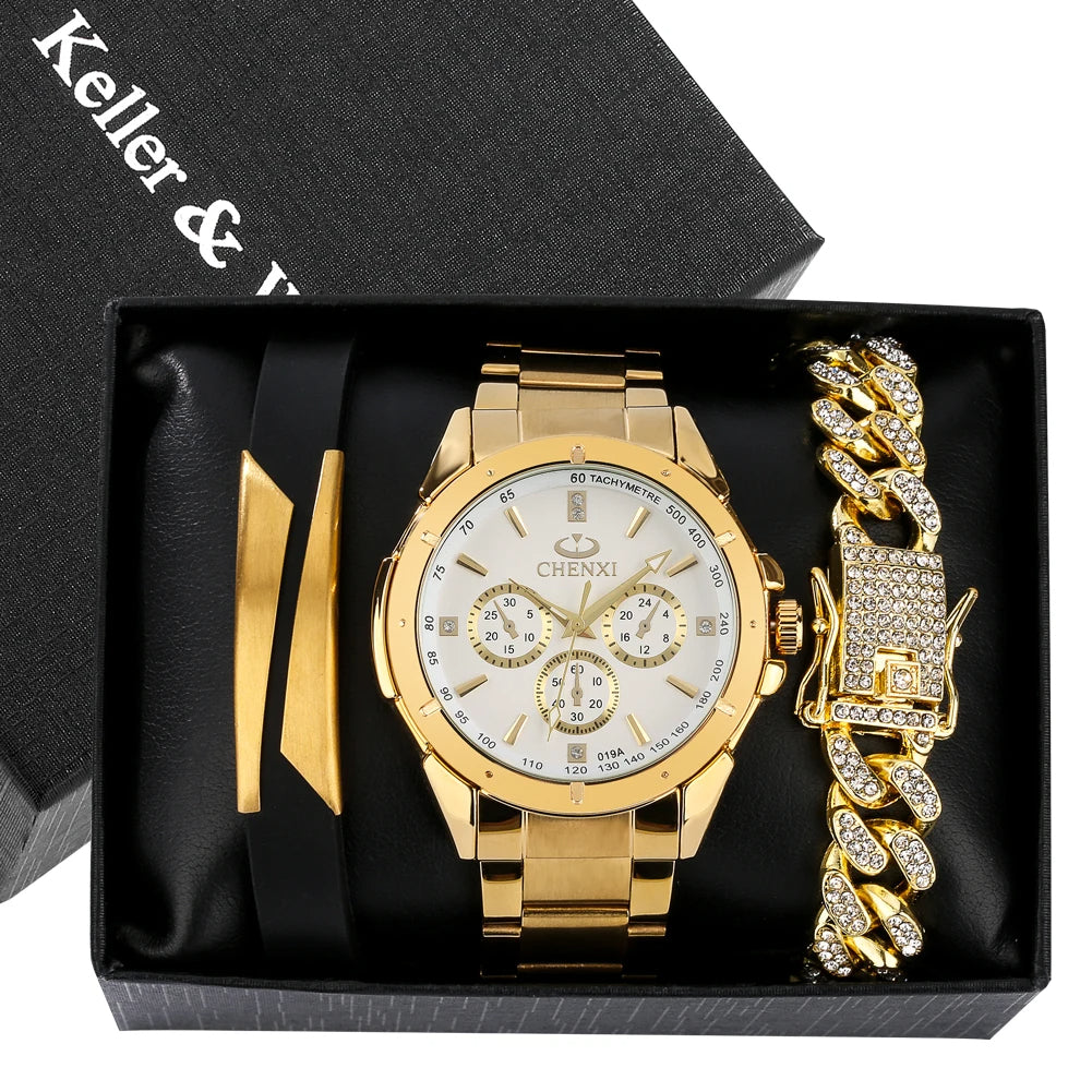 Keller & Weber Premium Men's Gold Watch Set