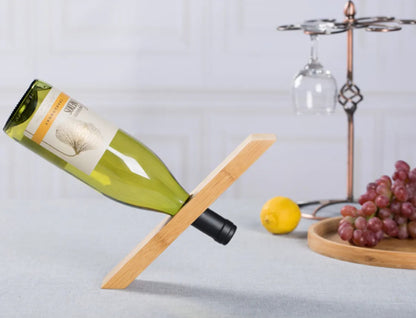 Gravity Balanced Wooden Wine Bottle Stand