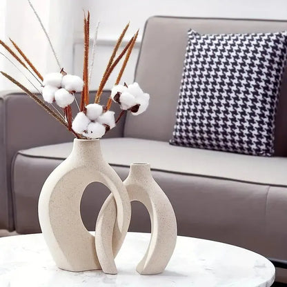 Contemporary Twin Ceramic Vase Set