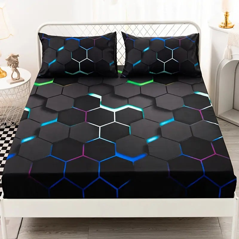 Hexagon Haven Fitted Sheet Set