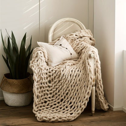 Chenille Thick-Knit Wool Throw Blanket