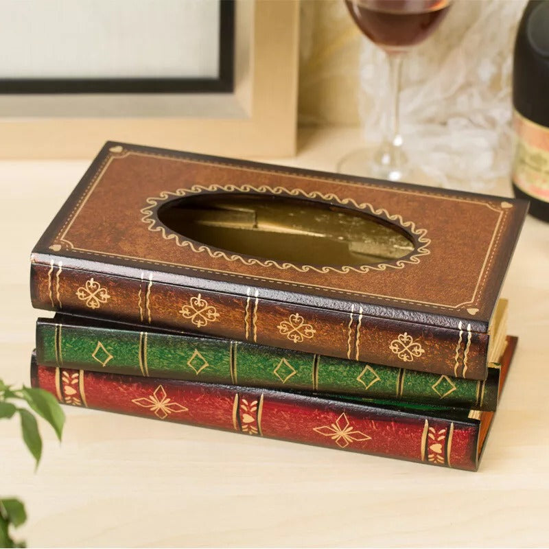 Vintage European Books Tissue Box