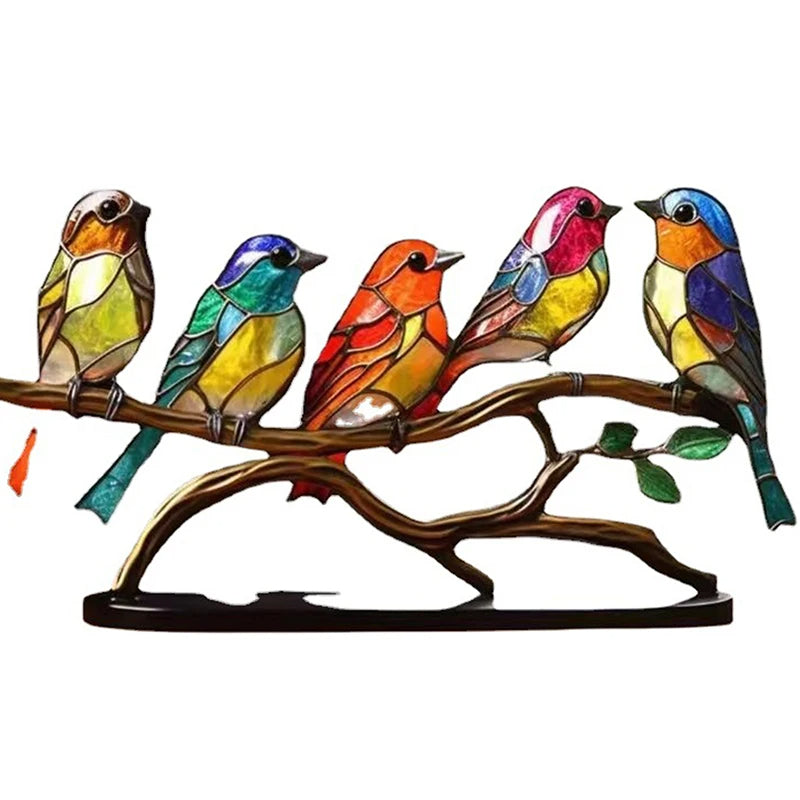 Stained Acrylic Birds Set