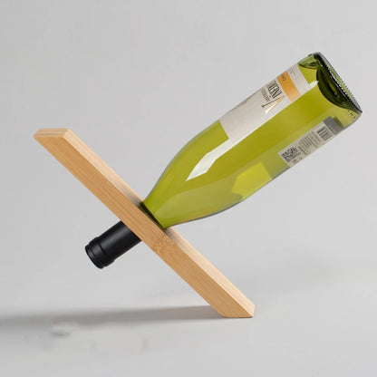 Gravity Balanced Wooden Wine Bottle Stand