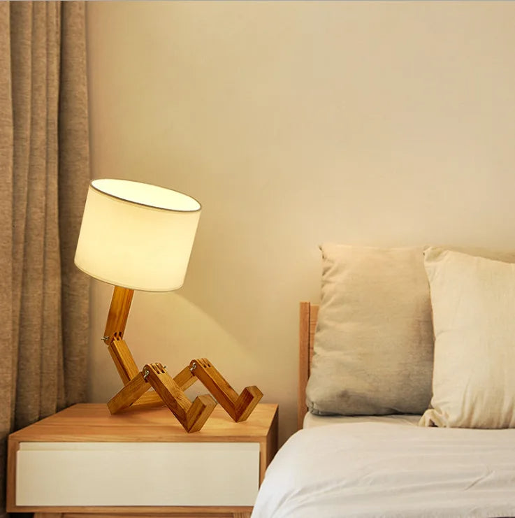 Human Expressions Adjustable Wooden Table Lamp