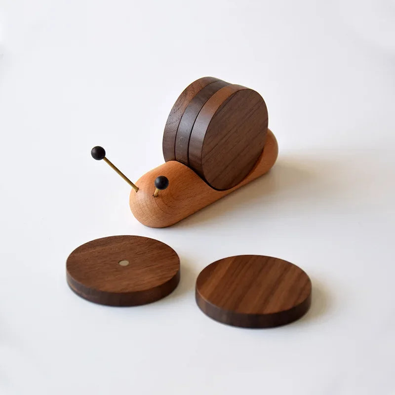 Artisan Snail Wooden Coaster Set