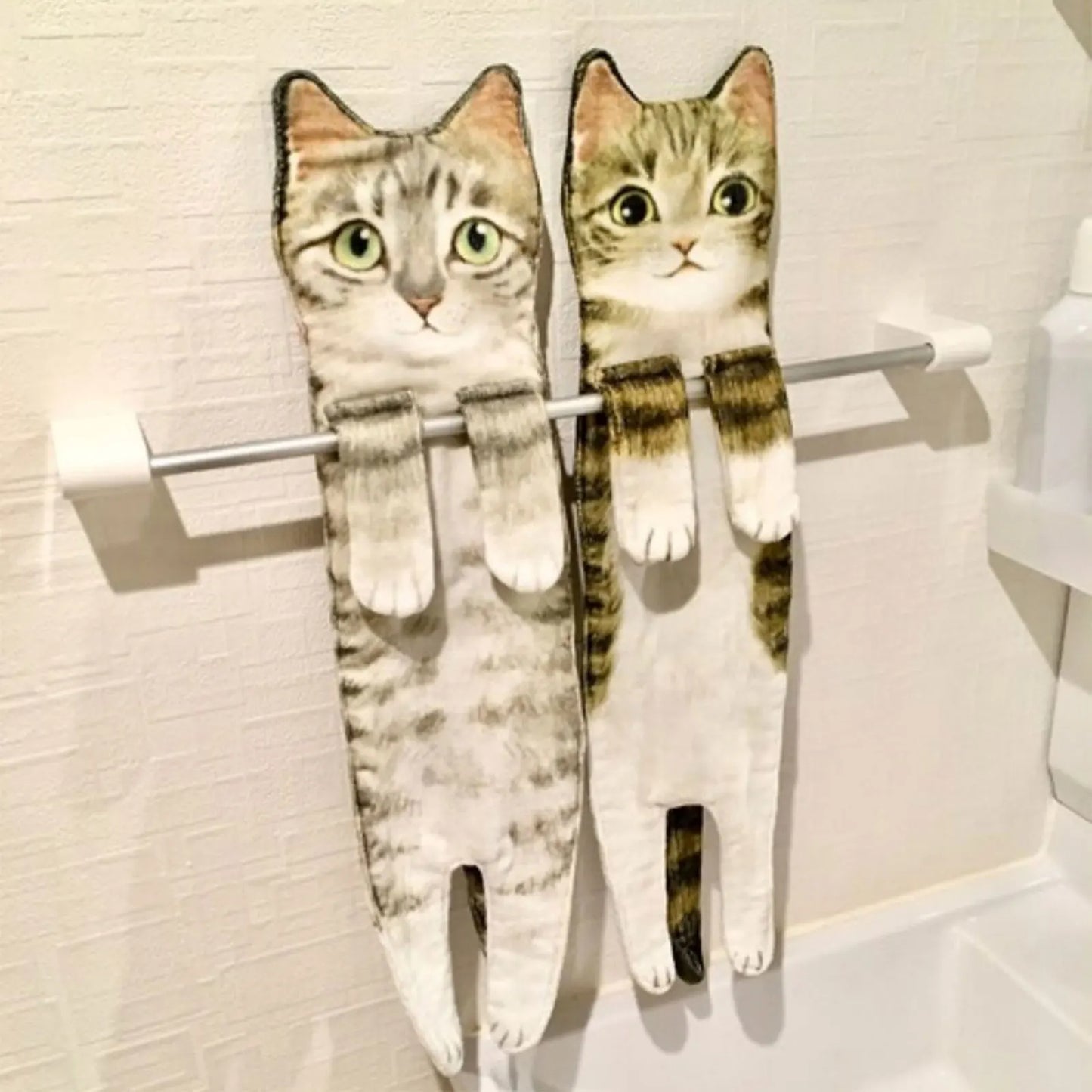 PurSoft Cat-Themed Microfiber Hand Towel Set