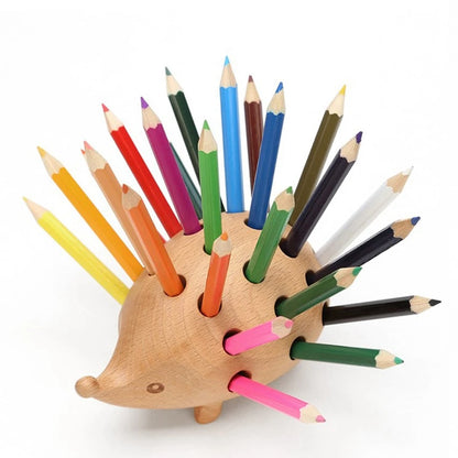 Wooden Hedgehog Pen Holder