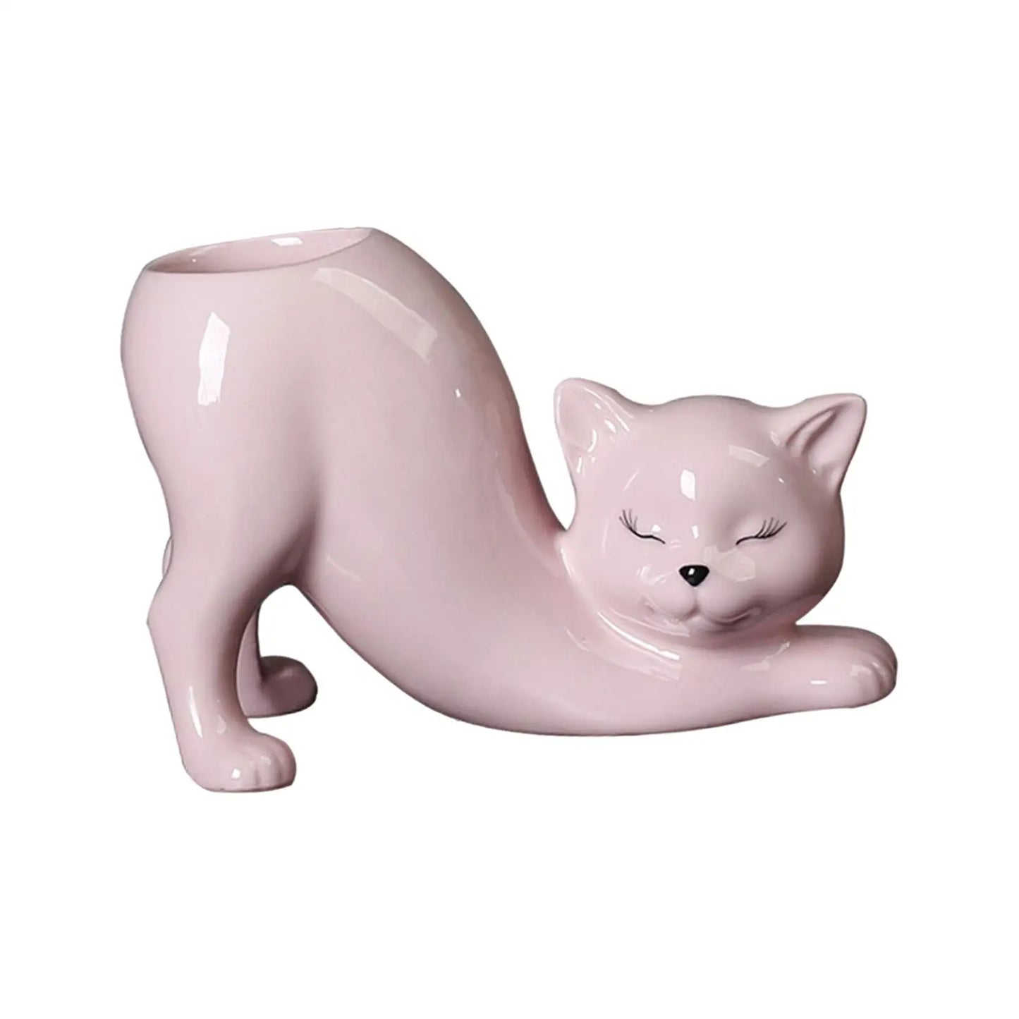 Floral Feline Cat Tail Planter