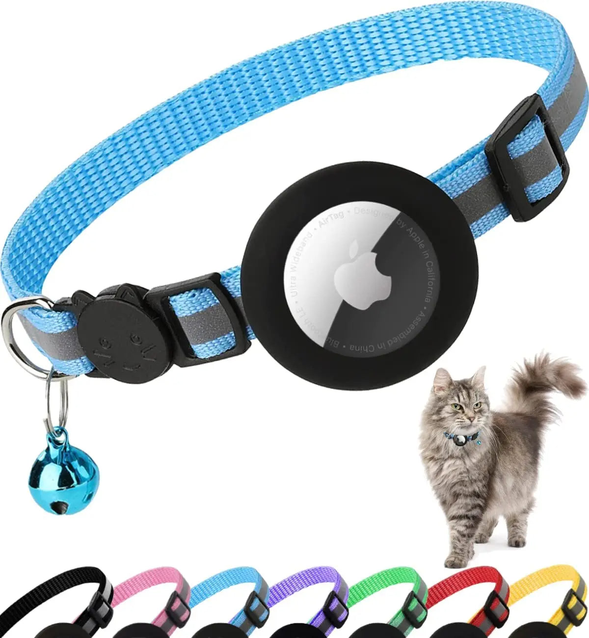 MeowTrack Reflective AirTag Bell Collar