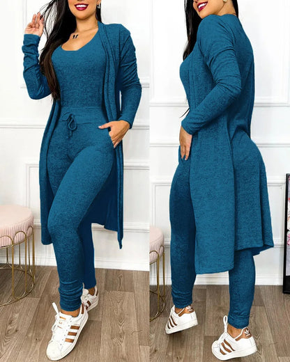 Daily Chic Slim-Fit Jogger & Coat Set