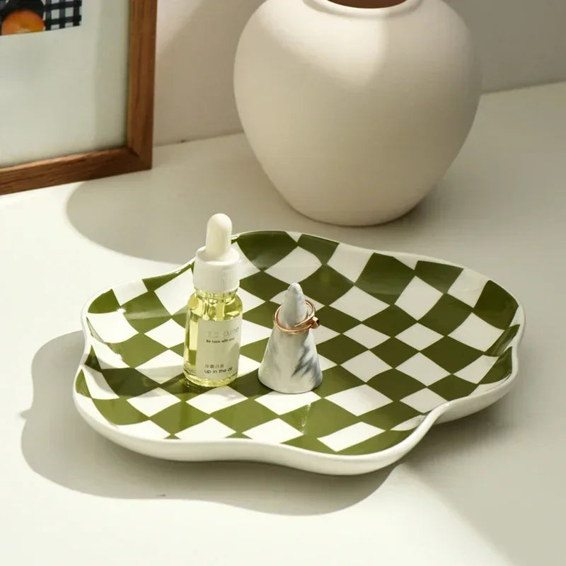 Vintage Checkered Organizer Tray