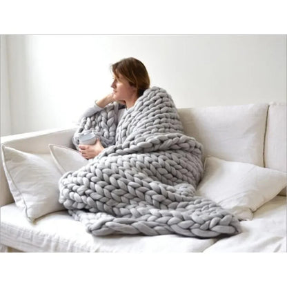 Chenille Thick-Knit Wool Throw Blanket