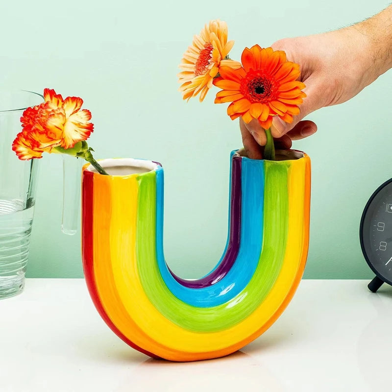 Rainbow Splendor Floral Vase