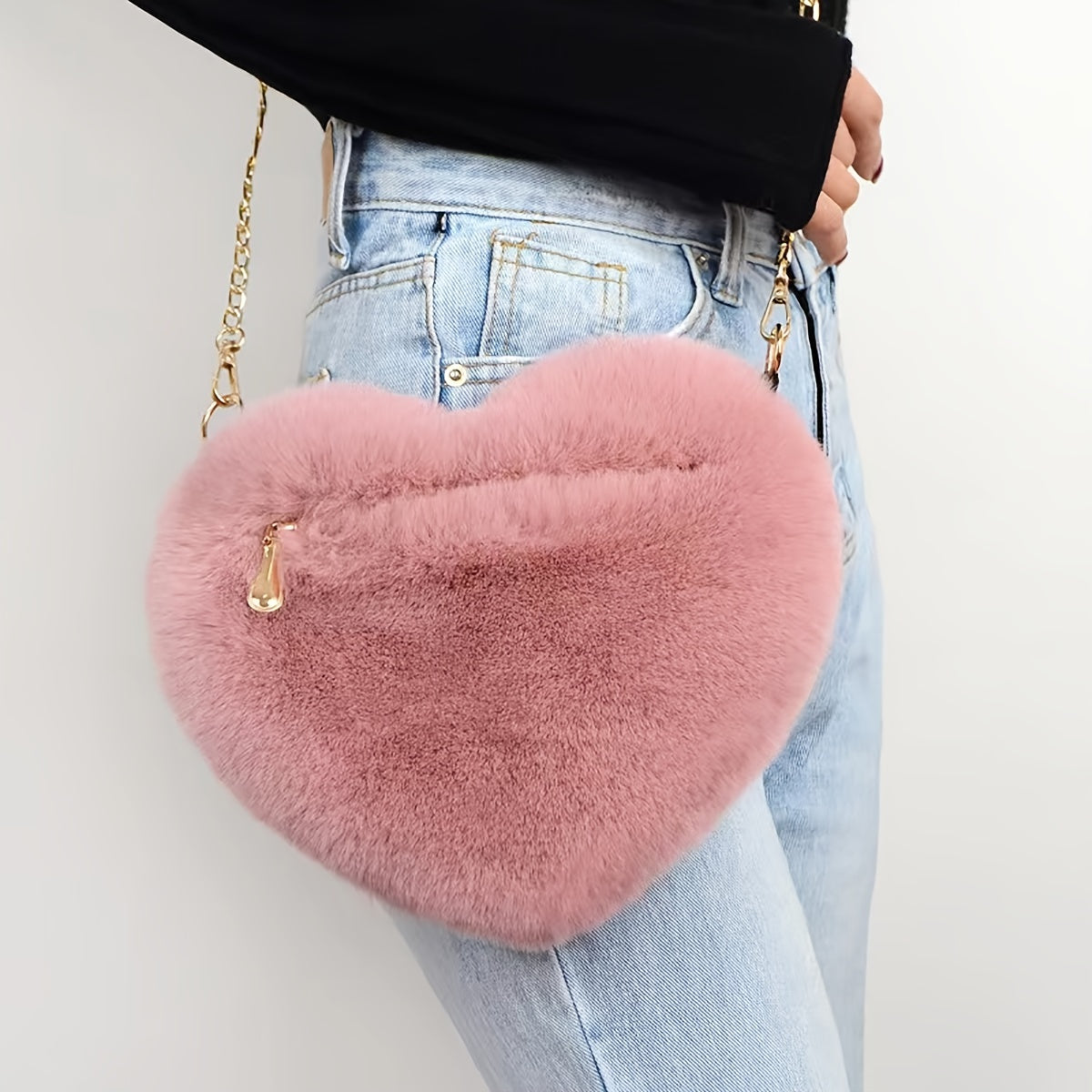 LoveFluff Heart-Shaped Plush Purse