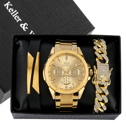 Keller & Weber Premium Men's Gold Watch Set