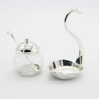 Elegant Swan Spice Jar Set