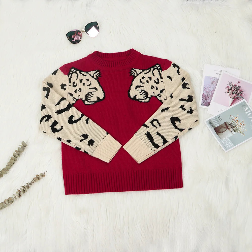 Leopard Crew Knit Sweater