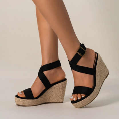 Chic Black Espadrille Wedges