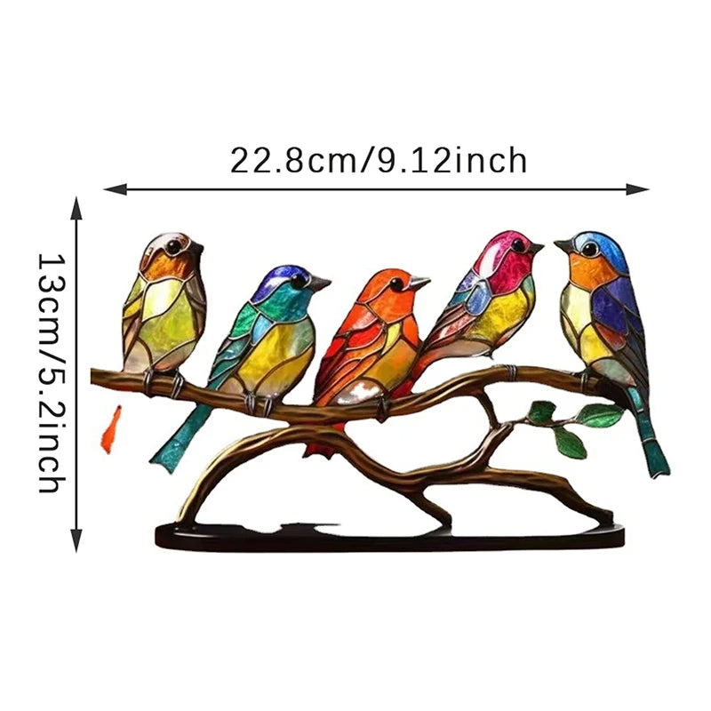 Stained Acrylic Birds Set